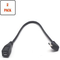 Micro USB Extension Cable，Micro-B Male to Female Extension Cable （Right） 27 cm, Micro USB 5 Pin Male to Female, for Samsung, HTC, Huawei Mobile Phones, Tablets, Driving recorders, Drones, etc.