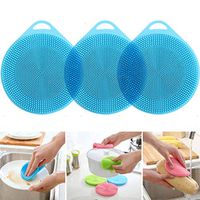 Multipurpose Silicone Dish Sponge | Washing Fruit Vegetables| Clean the head | Silicone Cup Mats |Kitchen Cleaning Scrubber | silicone dish scrubber-3 Pack