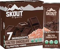Skout Organic Salted Chocolate Organic Protein Bars (4 Pack) | 10g Plant-Based Protein per Bar | Paleo Snacks & Vegan Protein Bars | Gluten, Dairy, Grain, Peanut, Tree Nut & Soy Free
