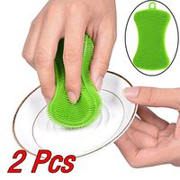 Silicone Brush, Sacow 2Pcs Silicone Dish Washing Sponge Scrubber Kitchen Cleaning Antibacterial Tools