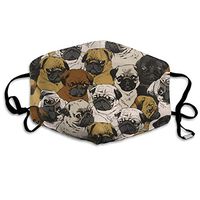 Soft Earloop Mouth Covers, Anti-Dust Smog Mouth-Muffle with Adjustable Elastic Band - Windproof Cute Pug Dogs Half Face Mouth Cover
