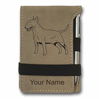 Mini Notepad, Bull Terrier Dog, Personalized Engraving Included (Light Brown)