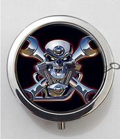 BlackKey Cool Skull 3-Compartment Decorative Pocket Gift Box Case Organizer for Pill, Color 1 -777