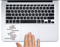Grey's Anatomy Names Printed Trackpad Clear Vinyl Decal Sticker Compatible with Apple MacBook Pro Air 11" 12" 13" 15" All Years Laptop Keyboard (11 " MacBook Air)