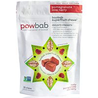 Powbab Baobab Superfruit Chews - 750mg Raw Baobab Powder Organic. Natural Immune Booster, 100% Antioxidants for Cold Season Anti Aging, Acai Pomegranate. Non GMO, Gluten Free. Real Superfood, 30 Chews