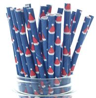 Santa Hat Straws, Christmas Santa Claus Straws (25 Pack) - Christmas Party Supplies, Kris Kringle Hats, Jolly Old Saint Nick Holiday Party Decorations