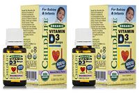 ChildLife Naturals Vitamin D3 Natural Berry Flavored Supplement for Babies (Pack of 2) Great Taste Made Especially for Infants and Children, 10 ml. Each