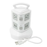ETL UL1363 Certification Tower Power Strip Surge Protector White 6 AC Outlet and 4 USB Charging Station 110V Tower Station with 6.5 feet 14 AWG Power Cord
