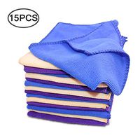 15 Pieces, findTop Clean Absorbent Towel, Yellow, Blue and Purple, 12x 12 Inches, for Glass, Windows & Furniture.