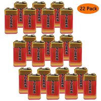 6F22 9 Volt Batteries 22 Pack 6LR61 Bulk 9 Volt Battery for Smoke Alarms, Smoke detectors and Other Devices