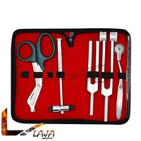 LAJA Imports 6 Piece Diagnostic Kit Medic Student - Reflex Hammer and Tuning Fork Set C 128 and C 512. Includes A Wartenberg Pinwheel and A Premium Black Steel Bandage Scissor 7.5”