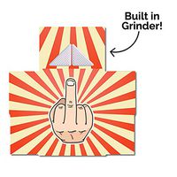 Folding Rolling Tray Built in Grinder Stash Wallet Pouch Smell Proof Easily Concealed Stoner Gifts Smoking Accesories (Middle Finger)