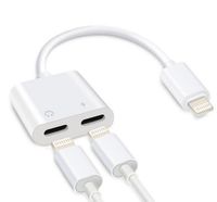 TechNoob iPhone Headphone Adapter, Dual Lightning Adapter iPhone Splitter Audio and Charge Lightning Adapter for iPhone 7/7 Plus, iPhone 8/8 Plus, iPhone X, White