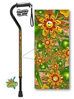 Aluminum Adjustable Walking Cane with Gel Grip Handle Smiley Flowers