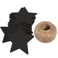 OxoxO 100PCS Black Star Shape Kraft Tags Blank Paper Tags Price Tags Wedding Hang Tags with 100 Feet Jute Twine