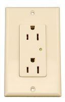 Leviton 5280-T 15-Amp, 125-Volt, Decora Plus Duplex Receptacle, Straight Blade, Industrial Grade, Self Grounding, Surge with Indicator Light, Light Almond