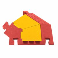 Linebacker CPT3X225-L-Y/O Polyurethane Extra Heavy Duty 3 Channel 45 Degree Left Turn Cable Protectors with T-shaped Connectors, Yellow Lid with Orange Ramp, 25" Length, 20" Width, 3.05" Height