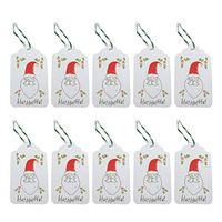 BESTOYARD 50PCS Tags Kraft Tags Santa Hang Tags with 10m Cotton Strings for Gift Wrapping and Labeling