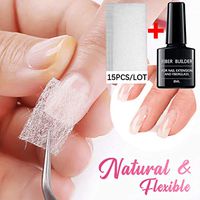 Nail Gel Kit, Clear Nail Gel Nail Extension Gel +15 PCS Nail Care Fiberglass Silk Nails Wrap Stickers, Professional Nail Enhancement Thickening Gel Nail Art Tools Hybrid Gel