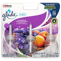 Glade PlugIns Refills Air Freshener, Scented Oil for Home and Bathroom, Lavender & Peach Blossom, 2.01 Fl Oz, 3 Count