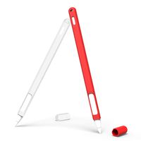 Simpeak Silicone Case Compatible with Apple Pencil 2, 2 Pack, Red+Clear