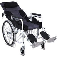 MLX Wheelchair, Semi-Recumbent Wheelchair Full Lay Scooter Manual Wheelchair Travel Light Wheel (Color : B)