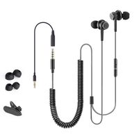 Avantree Long Cord Headphones for TV PC, 12ft / 3.6m Extension Cable Earbuds Earphones, 3.5mm Audio Output, Metal Stereo In-ear Wired Bass Headset with Spring Coil Wire - HF027