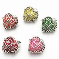 Dandan DIY 5pcs Bird Brass Cage Owl Heart LandmineTree Locket Perfume Essential Oil Aromatherapy Diffuser Charms Heart-Shaped Hollow Pendant Craft Diffusion Ball (Heart-Shaped)