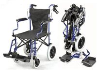 Lightweight Deluxe Folding Transport Travel Wheelchair in a Bag with Handbrakes and Height Adjustable footrests ECTR04