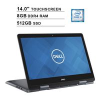 Dell Inspiron 14 5000 14-Inch Touchscreen 2-in-1 Laptop, Intel Dual Core i3-8145U up to 3.9GHz, Intel UHD 620, 8GB DDR4 RAM, 512GB SSD, HDMI, WiFi, Bluetooth, Windows 10 Home, Black (Renewed)