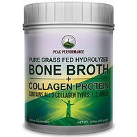 Hydrolyzed Bone Broth and Collagen Unflavored Protein Peptides Powder by Peak Performance. Contains All Collagen Types: 1, 2, and 3. Pure Pasture, Raised Grass Fed, Paleo Friendly, Gluten + Dairy Free