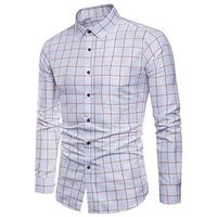 LinqiudD 2019 New Mens Long Sleeve Oxford Formal Casual Plaid Slim Fit Tee Dress Shirts Blouse Top Spring Clothing(White,M)
