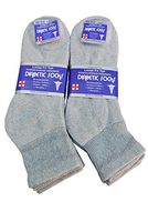 J&J 3, 6, or 12 Pairs Diabetic Circulatory Health Men's Cotton Ankle Socks ALL SIZE (Grey 6Pack, 13-15)