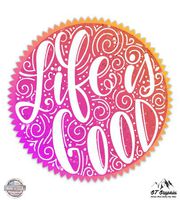 GT Graphics Life is Good Colorful Cursive - 3" Vinyl Sticker - for Car Laptop I-Pad Phone Helmet Hard Hat - Waterproof Decal