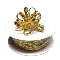 1/8" Metalic Gold 50 Yards Organza Nylon Iridescent Center with String Pull up Ribbon Bow