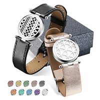 Maromalife 2PCS Diffuser Bracelet, Essential Oil Aromatherapy Bracelet Stainless Steel Diffuser Locket Interesting Geometric Pattern Set Replaceable Wristband With Gift Box 20 Color Refill Pads