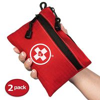 First Aid Kit Pouch (64-Piece): Pocket Sized, Lightweight & Compact with Dual Zippers for Organization (2-Pack)