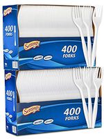 [800 Count] Settings Plastic White Forks, Practical Disposable Cutlery, Great for Home, Office, School, Party, Picnics, Restaurant, Take-Out Fast Food, Outdoor Events, Or Every Day Use, 2 Boxes