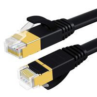 iCreatin Unlimited CAT 7 Double Shielded 10 Gigabit 600MHz Ethernet Patch Cable, Gold Plated Plug STP Wires CAT7 for High Speed Computer Router Ethernet LAN Networking (3 Feet, 2 Pack-Black-Flat)
