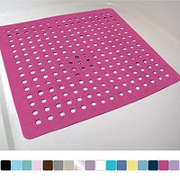 Gorilla Grip Original Patented Bath, Shower, and Tub Mat, 21x21, Machine Washable, Antibacterial, BPA, Latex, Phthalate Free, Square Bathroom Mats with Drain Holes, Suction Cups, Hot Pink Opaque