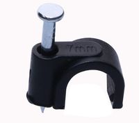 Mini Skater 7 mm Diameter Circle Ethernet Nylon Wire Cable Clips Clamps with Steel Nail, 100pcs/Pack（7mm,Black）