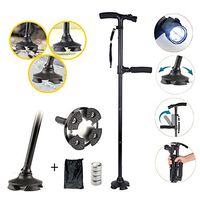 Nwlzx Travel Adjustable Folding Canes and Walking Sticks for Men and Women with Led Light and Cushion Handle for Arthritis Seniors Disabled and Elderly Best Mobility Aids Cane，Black