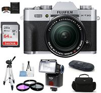 Fujifilm X-T20 Mirrorless Digital Camera (with XF 18-55mm 64GB PRO Bundle, Silver)