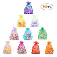 CLOUDYFOCUS 100Pcs Sheer Organza Bags - 4"x 6", Drawstring Organza Pouches for Wedding Party Favor, Gift,Jewelry, Candy Bags