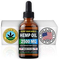HEMP YOUR WORLD Hemp Oil Drops - Made in USA - 100% Organic Hemp Oil Extract for Pain Relief Anti-Inflammatory Joint Support Sleep Aid Supplements - NO THC (2500)
