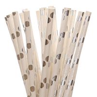 Biodegradable Paper Straws Silver Foil Polka Dot (100)