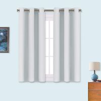 NICETOWN Room Darkening Draperies Curtains Panels, Window Treatment Thermal Insulated Grommet Room Darkening Curtains/Drapes for Bedroom (Greyish White, 2 Panels, 34 by 45)
