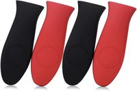 Emoly Silicone Hot Handle Holder, 4 Pack Premium Cast Iron Handle Cover, Heat Protecting Silicone Handle Set for Frying Pan Griddle Kettle (Red & Black)