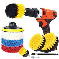 Drill Brush Attachment Set All Purpose Power Drill Attachments, Power Scrubber Brush Cleaning Kit for Cleaning Grout, Tile, Counter, Shower, Floor, Kitchen, Fits Most Drills (9 in 1- Yellow)