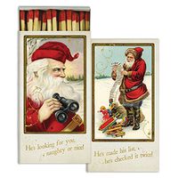 HomArt Large Decorative Candle and Fireplace Wood Matches | Santa's Watching | Set of 3